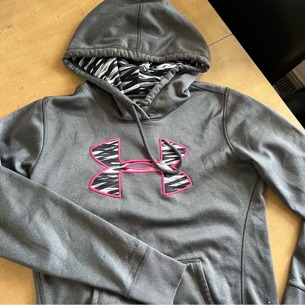Under Armour Gray Hoodie with Pink Logo